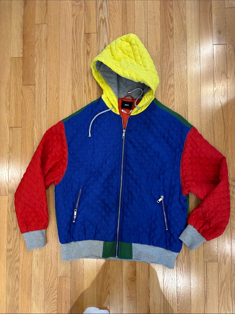 Urban outfitters Colorblock Quilted Hooded Jacket | medium